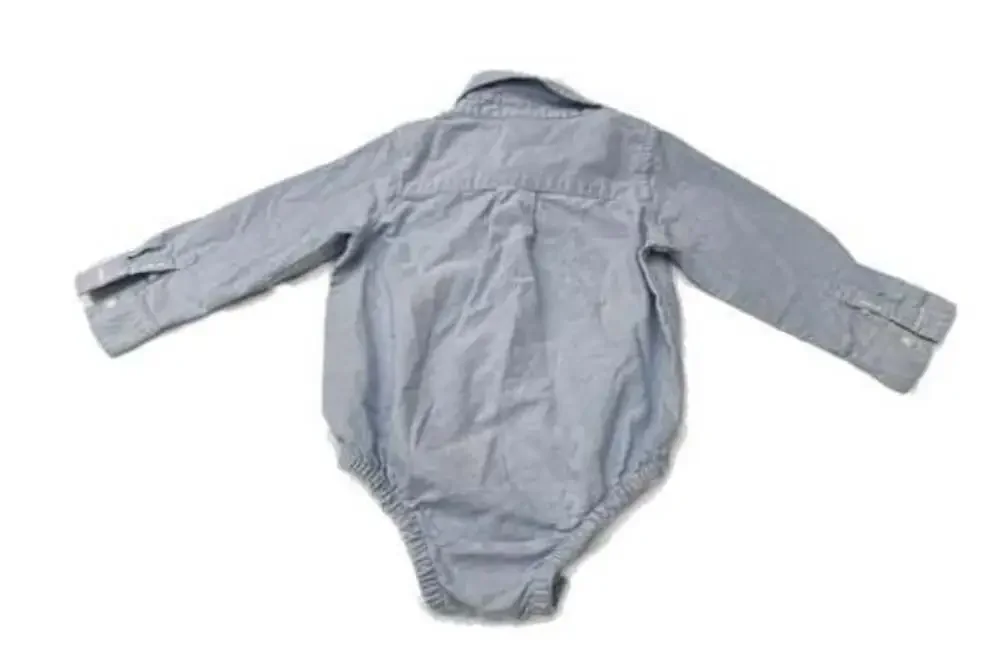Baby Gap NWT Blue Oxford Button Up Bodysuit Collar Top Dress Shirt Size 3-6 m